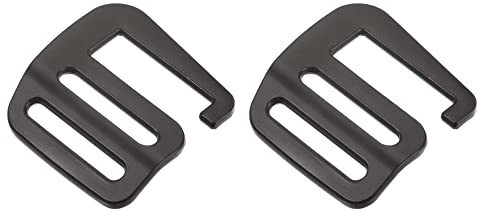 sourcing map Métal G crochue Sangle Boucles, 2Pcs 0.98 25mm G-Crochet Vague Boucle Ajusteur Glissière Boucle pour Sac à dos Sangle Sangle, Mat Noir
