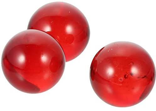 Artibetter Glass Decorative Balls Set of 3 1.18 Inch Red Crystal Sphere Ornaments for Home and Outdoor Seaside Wall Decor