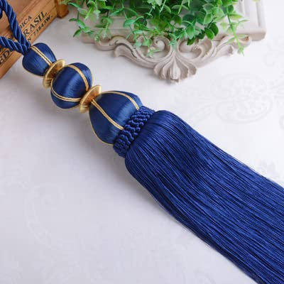 2Pcs Nappa per tende Pennello per frange Fermacravatta Appeso Cinghie a sfera Corde per cinture Accessori per tende Fermacravatta Fermacravatta Decor-Blu zaffiro