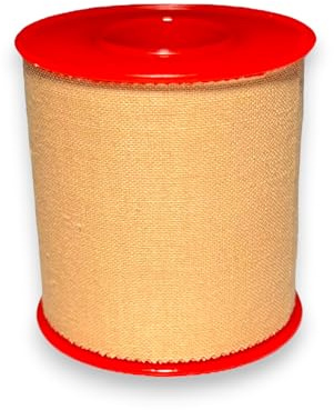 DE Healthcare Products - adhäsives Fixierpflaster auf der Rolle (5 m x 5 cm), Rollenpflaster mit hoher Haftkraft, 100% Baumwolle, atmungsaktiv und wasserdampfdurchlässig, hautfarben, 6 Stück