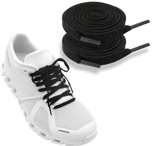 UamGlsob Lacci Piatti Sottili da 6mm per Scarpe On Cloud, Stringhe di Ricambio Sportive per Corsa, Atletica, Running e Tennis (Black, 47/120cm)