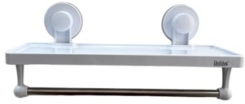 Genérico Estantería de baño con Ventosa y Toallero, Ventosa de Vacío de Alta Resistencia SIN Taladro, Extraíble Organizador de baño con Ventosa, 4.0Kg