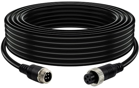 Lonlonty 49FT 15M 4 Pin Aviazione, Aviazione Video Estensione Cavo, Cavo per Telecamera di Retromarcia Impermeabile Antiurto Visione Notturna IR Per Camion Fotocamere Veicolo Sorveglianza Sistema
