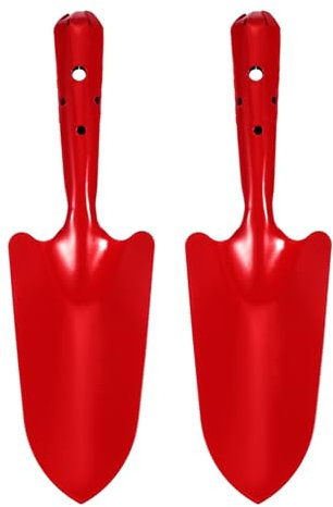 sourcing map Lot de 2 mini pelle à main en métal coloré de 27,9 x 7,6 cm pour repiquer, transplanter, planter des fleurs, désherber, transplanter le jardin, rouge