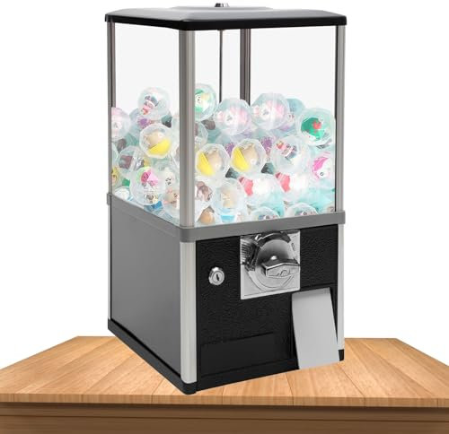 Coin Operated Vending Machine,Commercial Gumball Machine,Commercial Candy Dispenser,Round Capsule Bouncing Ball Dispenser,Capsule Machine with Locks for Capsule Toys, for Retail Stores(Black,10 PENNY/