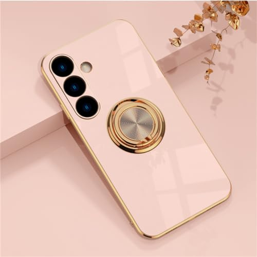 Sawiqpd for Samsung Galaxy A26 5G Case, TPU Silicone Soft Material Phone Case with Ring Hold Kickstand Shockproof Cover Support Magnetic Car Mount Slim Case for Samsung Galaxy A26 5G, Light Pink