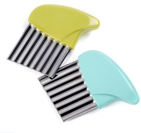 NJNNN 2 pièces Coupe-Frites en Acier Inoxydable, Coupe-Frites, imperméabilisant, for Pommes de Terre, Carottes, Chips et Fruits 5,5 Pouces (Vert et Bleu)