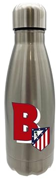 CyP Brands Atlético de Madrid - Botella Agua de Acero Inoxidable, Cierre Hermético, con Diseño Letra B en Rojo, 550 ml, Color Metalizado, Producto Oficial