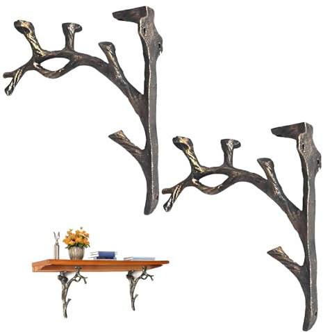 2 Stück Regalhalterung Vintage Regalträger Gusseisen Winkel Regal Wandhalterungen Dekorative Regalwinkel,Regal Halterung mit Schrauben Schwerlastträger Wandkonsole