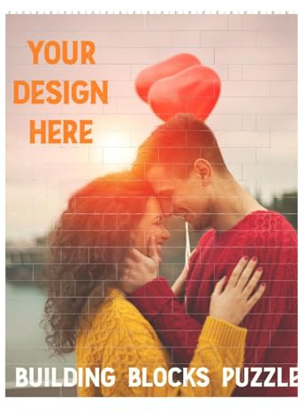 Rompecabezas de Bloques de construcción Personalizados Marco de Foto Rectangular, Rompecabezas ABS Personalizados Cualquier Texto Foto Logotipo de Retrato Familiar Foto de San Valentín Regalo