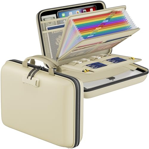 DocSafe Feuerfester Aktenordner mit Schloss, beige, 15.55 L x 11.5 W x 3 H, Feuerfester Aktenordner mit Hartschale