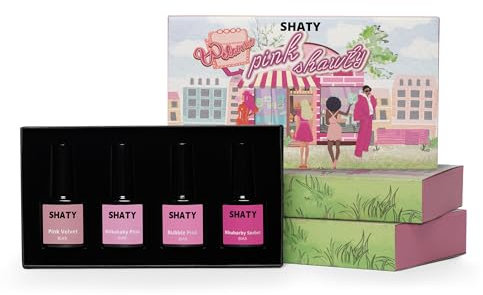 SHATY BIAB Gel Nail Polish Set 4 Seasonal Colors Long-Lasting Builder in a Bottle Formula – Strong & Durable Gel Nails for All Seasons Easy LED Cure