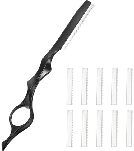 Professioneller Haar Verdünnung Kamm – Effiliermesser aus Aluminium, Rasiermesser mit 10 Klingen zum Ausdünnen und Formen der Haare, Schwarz, ca. 17.5×5.7cm, ergonomisch & wasserfest