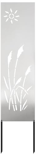 vidaXL Garten Sichtschutz-Leinwand Silber 32 x 140 cm Edelstahl, Garten und Terrasse, Rechteckig, Moderner Sichtschutz, Dekorative Einlagen, Außenscreen, Patio Akzent, Funktionale Trennwand