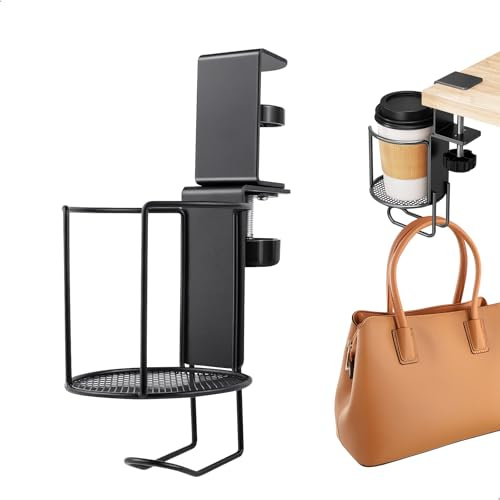leyomgamz Portavasos Escritorio Soporte Vaso Antiderrames Soporte Taza Escritorio, Sujeta Vasos portavasos de escritorio giratorio 360° con Gancho, Soporte Tazas Cafe, Giratorio Soporte Cascos