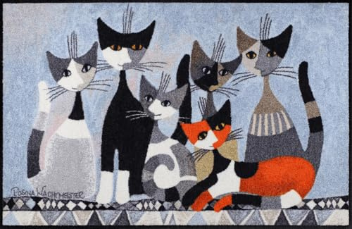 Salonloewe Rosina Wachtmeister Siamo in sei Fußmatte 75x120 cm Schmutzfangmatte waschbar Flur-Läufer Katzen bunt Wohn-Teppich