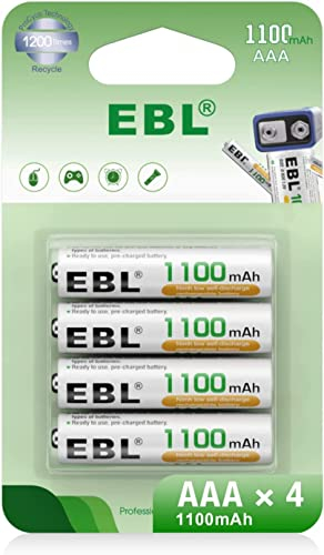 EBL AAA Baterías Recargables de 1100mAh con último Paquete (4 Unidades)