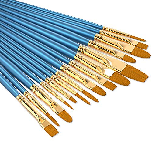 50 Pinselset Malen Schule Künstlerpinsel Set Premium Nylon Pinsel für Aquarell Acryl Ölgemälde Professional Painting Kits Blau