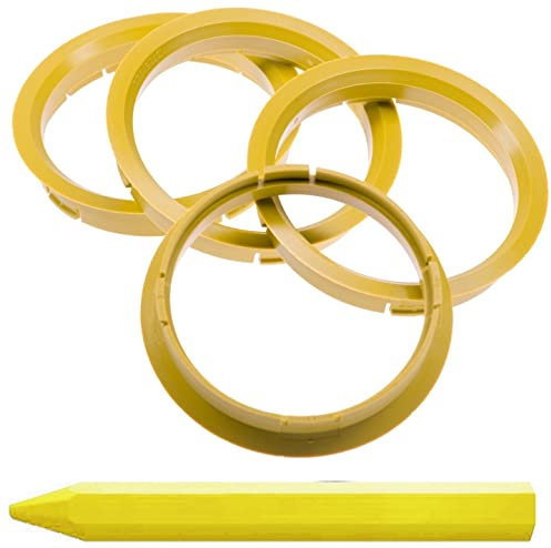 RKC 4X Anneaux de centrage Jaunes 72,5 mm x 66,6 mm + 1x Crayon de Cire en Vert Made in Germany