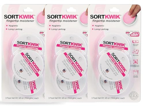 LEE Sortkwik - Umidificatore per dita, igienico e inodore, migliora la presa per un conteggio e una selezione accurati, formula non grassa, ideale per ufficio e uso domestico, confezione da 9, 3/8 oz