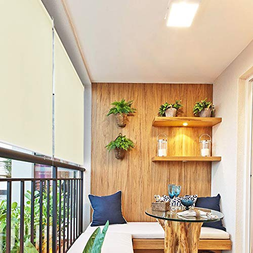 HENGMEI 140X140cm Balkon Sichtschutz Sonnenschutz Sichtschutzrollo Senkrechtmarkise Wasserdicht Windschutz vertikal Sonnensegel für Balkon Terrasse,Beige