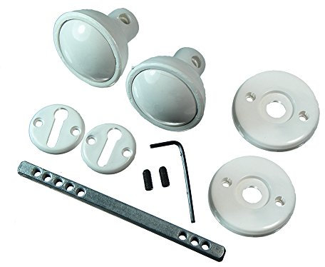 Türknauf-Set mit Befestigungen und Spindel, Kunststoff, Weiß, 3 Stück