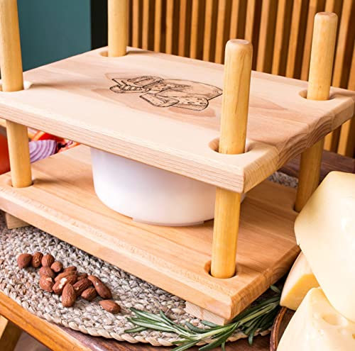 SHSH trade group Käsepresse-Set aus Holz, 19,8 x 30 cm (Hartholz, Weichkäsepresse + Käseform, 1,2 l)