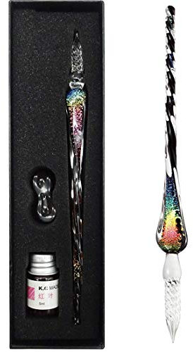 EACHHAHA Glasstifte-Set,Kalligraphie-Stift ,Glas Dip Pen und Tinte ,Glasfeder zum Schreiben für Grußkarten,Zeichnen , Unterschriften, den besten Weihnachts- und Werbegeschenken