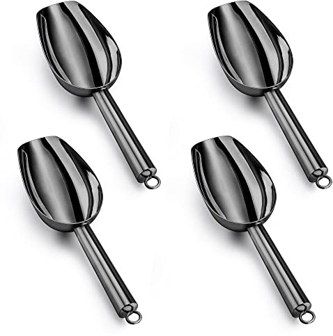 LIANYU Ice Scoop Set of 4, 3 Ounce Stainless Steel Food Scooper
