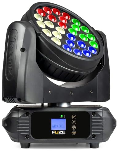 BeamZ FUZE2812 Wash Moving Head LED Washer Movinghead, Lichtanlage Party Licht, 28x12 Watt LEDs, Zoom, 540 Pan, 180 Tilt, DMX, Discolicht Partylicht Musikgesteuert, LED DJ Lichteffekte, Disco Licht
