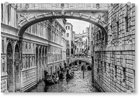 artboxONE Acrylglasbild 45x30 cm Schwarzweiß Seufzerbrücke, Venedig, Italien - Bild venedig Europa gondel