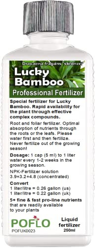 Lucky Bamboo Liquid Fertilizer, NPK for Dracaena braunii, Dracaena sanderiana, Sander's Dracaena, Ribbon dracaena, Curly Bamboo, Chinese water bamboo, Friendship bamboo, Belgian evergreen (250ml)