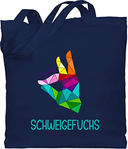 Shirtracer Baumwolltasche - Lehrer - Taschen - Schweigefuchs Flüsterfuchs - Unisize - Navy Blau - geschenke für lehrerinnen tasche lehrer-tasche teacher fuchs stoffbeutel geschenk beutel lehrerin