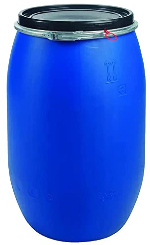 STORM TRADING GROUP 150 Litre Blue Plastic Open Top Keg Drum Barrel For Food Storage Grade With Latch & Lid For Shipping Food Cooking (1)