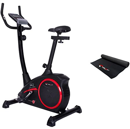 Christopeit Heimtrainer AL 1 Fahrrad Ergometer, leiser Hometrainer, 8-Stufig, bis 150kg, 9kg Magnet-Bremssystem, LCD-Display, Transportrollen
