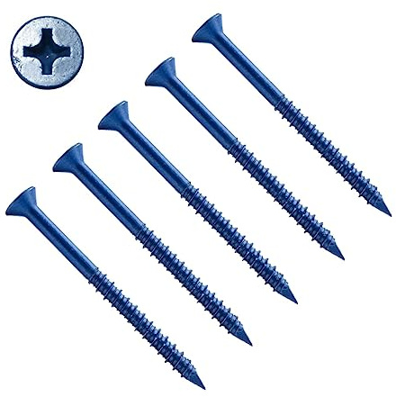 TERF® Masonry Concrete Screw 4.8mm X 70mm Philip Drive Flat Countersunk Head Blue Finish Anti Corrosion Concrete Screws 4.8mm X 70mm for Anchor Masonry Concrete Brick Block - Pack of 25