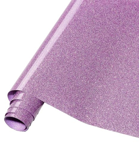 Tintnut Rotolo di vinile termoadesivo glitterato viola chiaro, 30,5 cm x 1,5 m, colore lilla, glitter trasferibili a caldo, per magliette, glitter, HTV, facile da rimuovere