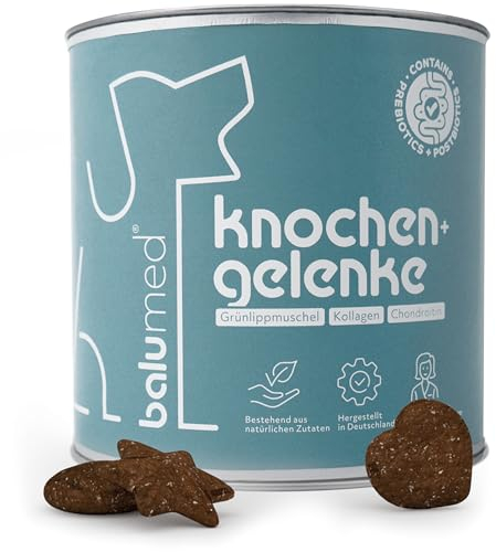 balumed® Snacks Knochen+Gelenke hochkonzentriert mit Grünlippmuschel für Hund, Leckerli mit Präbiotika, Postbiotika, Bierhefe, Teufelskralle, Chondroitin & Kollagen, Vitamine E + B, 325 g