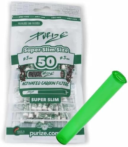 50 PURIZE® Super Slim Size Aktivkohlefilter + J Tube und 1/5 Sticker (250)