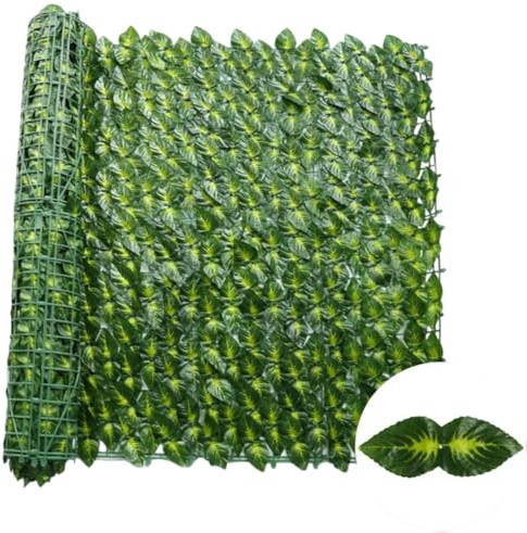 50 x 500 cm Laubzaun Efeu Sichtschutz Balkon Sichtschutz Garten Blätter Zaun Künstliche Hecke Blatt Outdoor Zaun Dekoration - Bunter Salbei, 50 x 300 cm