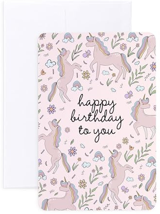 les éditions créatives Carte Joyeux Anniversaire avec son Enveloppe - Thème Licornes - Illustration & fabrication Française