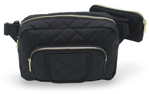 Lion & Light Kleine Wickeltasche – Mini-Wickeltasche mit tragbarer Wickelunterlage, Gürteltasche für Baby und Kleinkinder, schwarze reisefreundliche Baby-Tragetasche mit verstellbarem Riemen und