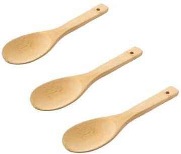 Palas de arroz de bambú de 9 pulgadas, espátula de arroz antiadherente de madera, cuchara grande de madera para servir, ensalada, cuchara para cocinar, remover sopa, juego de utensilios de cocina de