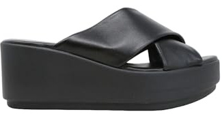 Valleverde 24405 Sandalias Mujer Sabot Banda Cruzada y Cuña Media Negro, Negro , 38 EU