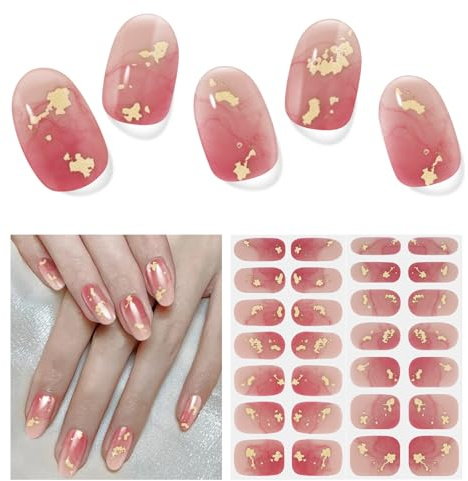 Nagelfolie UV Härtend - 28 Stück Nagelsticker Rot UV Gel Nagelfolien Selbstklebend Frühling Nail Sticker Nagellackstreifen Gel-Nagelaufkleber Art Stickers DIY für Damen （Rot)