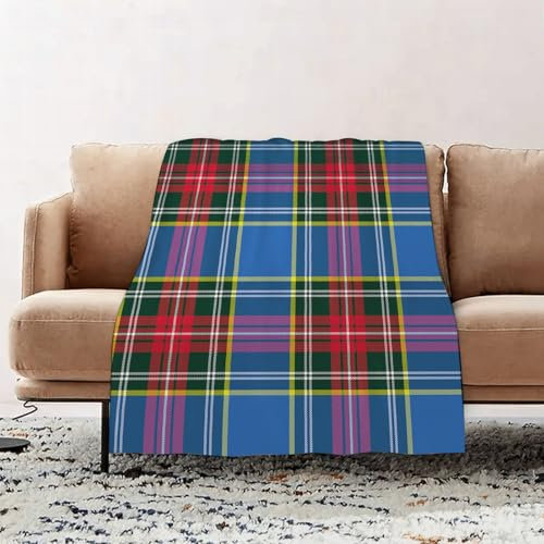 EOMKSE Kuscheldecke Flauschig Decke - weiche warme Fleecedecke 150x200cm als Decke Sofa,Blaues Tartan-Kilt-Textil-abstraktes Kleidungsmuster,Wohndecke oder Couchdecke überwurf