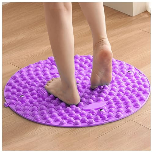 Foot Massage Mat, Foot Acupressure Reflexology Mat can be Spliced Pressure Point Mat Anti Fatigue Rock Mat for Feet Acupressure - Round(Purple,61CM)