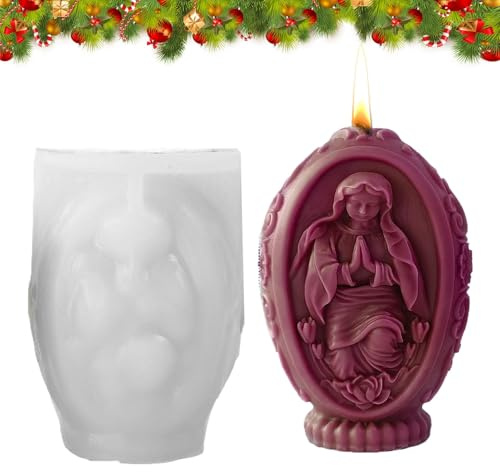 Stampo per candele a forma di Gesù, stampo per candela della Vergine Maria, stampo in silicone per candele della sacra famiglia della Natività, strumento di cera D-IY G-ifts fatto a mano, stampi per