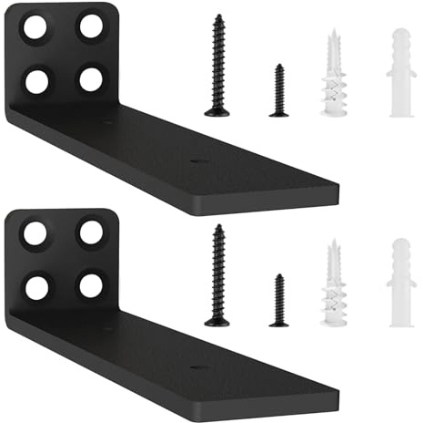Lot de 2 Equerre Etagere Murale, Équerre Industrielle, Supports D'étagère Robustes, Support Étagère Mural en Métal Pour Étagères Ouvertes de Bricolage (Noir, 15 cm)