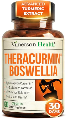 Advanced Turmeric Curcumin Supplement for Joint Support & Inflammation – Enhanced Absorption Theracurmin 600mg with Boswellia Serrata for Mobility & Recovery – Vegan, Gluten Free – 60 Capsules
